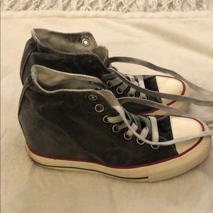 Grey Converse wedge sneakers